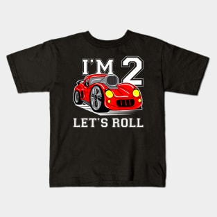 Kids Race Car 2nd Birthday 2 Year Old Racing Car Driver Gift Kids T-Shirt